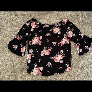 Black floral off the shoulder top